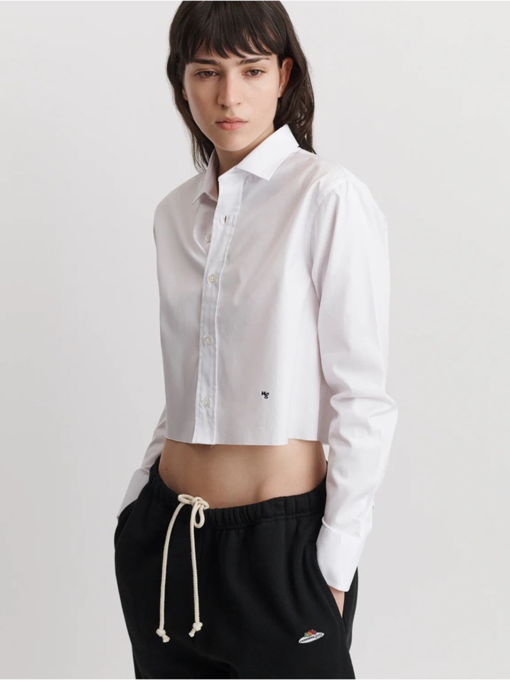 Hommegirls White Classic Crop Shirt